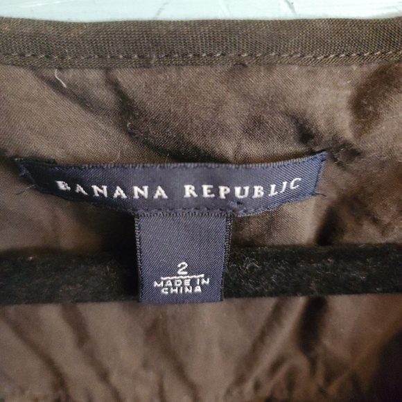 Banana Republic Olive Green Velvet Trim Cottagecore Dress Size 2 - Picture 2 of 6